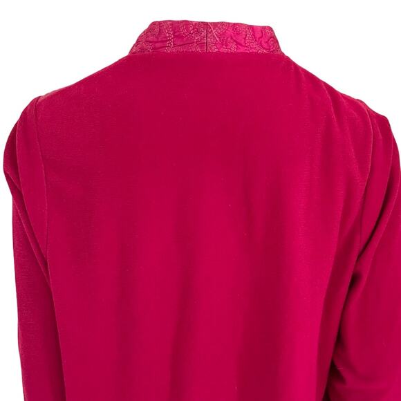 VTG HERBCRAFT Zip Front Satin Shoulder Felted Velour Robe Housecoat in Red SZ M - Picture 6 of 10